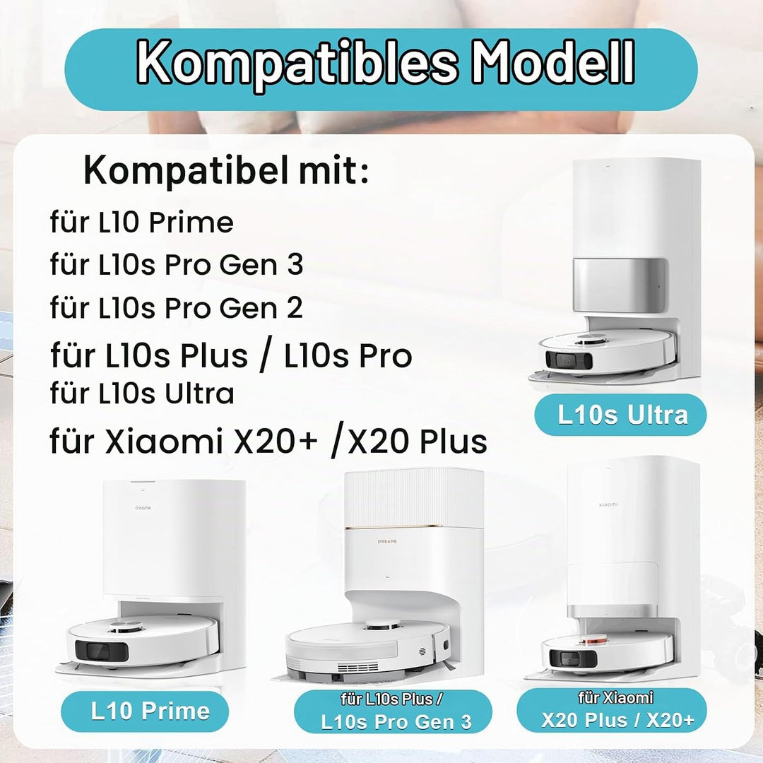 RUKHOOL Zubehör für Dreame L10s Ultra / L10 Prime / L10s Pro Zubehörset für Xiaomi X20+ / X10+ Saugr