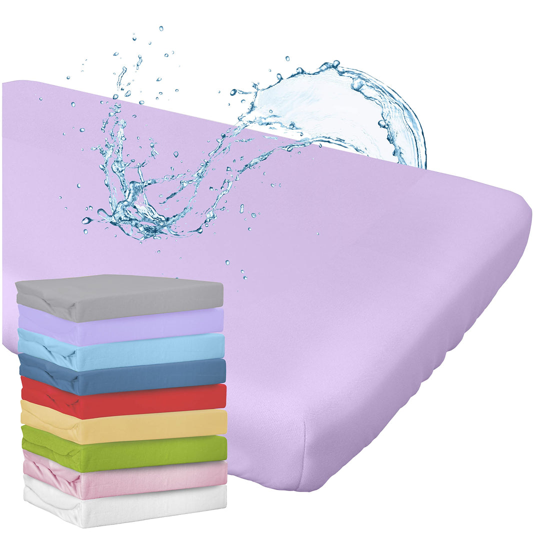 Spannbettlaken mit integriertem Matratzenschoner 60 x 120 cm (Flieder) für Babybett 60x120 cm (1er P