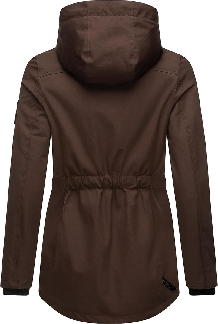 MARIKOO Damen Leichter Übergangsparka mit Kapuze Babetaa Prc XS Dark Choco, XS Dark Choco