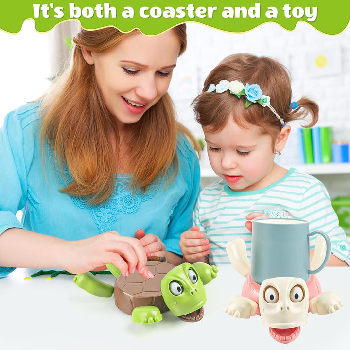 2 Stück Turtle Coaster, 3D-Gedruckter Schildkröten-Untersetzer,lustigem Gesicht Schildkröte Coasters