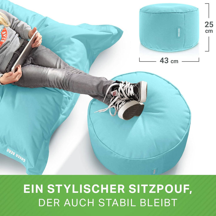 Green Bean Sitzsack-Hocker 45x25cm mit EPS-Perlen Füllung - Fusshocker Fusskissen Sitz-Pouf für Sitz