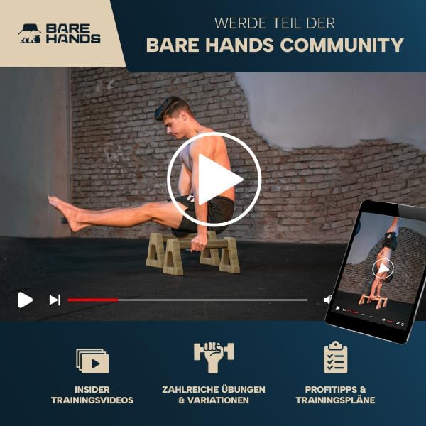 BARE HANDS Liegestützgriffe – 2x gelenksschonende & rutschfeste Holz Liegestützgriffe – Calisthenics