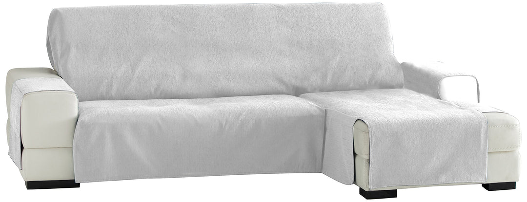 Eysa Praktische Sofahüllen, Chaise Longue 240 cm, Rechte Vorderansicht, Stoff, Weiss, Drei Quadrate