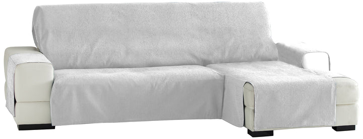 Eysa Praktische Sofahüllen, Chaise Longue 240 cm, Rechte Vorderansicht, Stoff, Weiss, Drei Quadrate