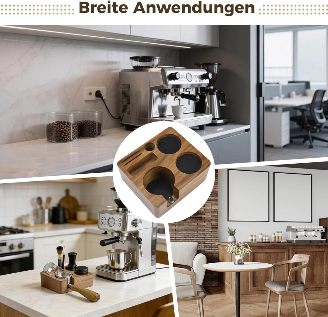 Kaffee Tamperstation 58 mm, Espresso Tamper Station, Massivholz Braun Barista-Werkzeug &amp; Kaffeenzube