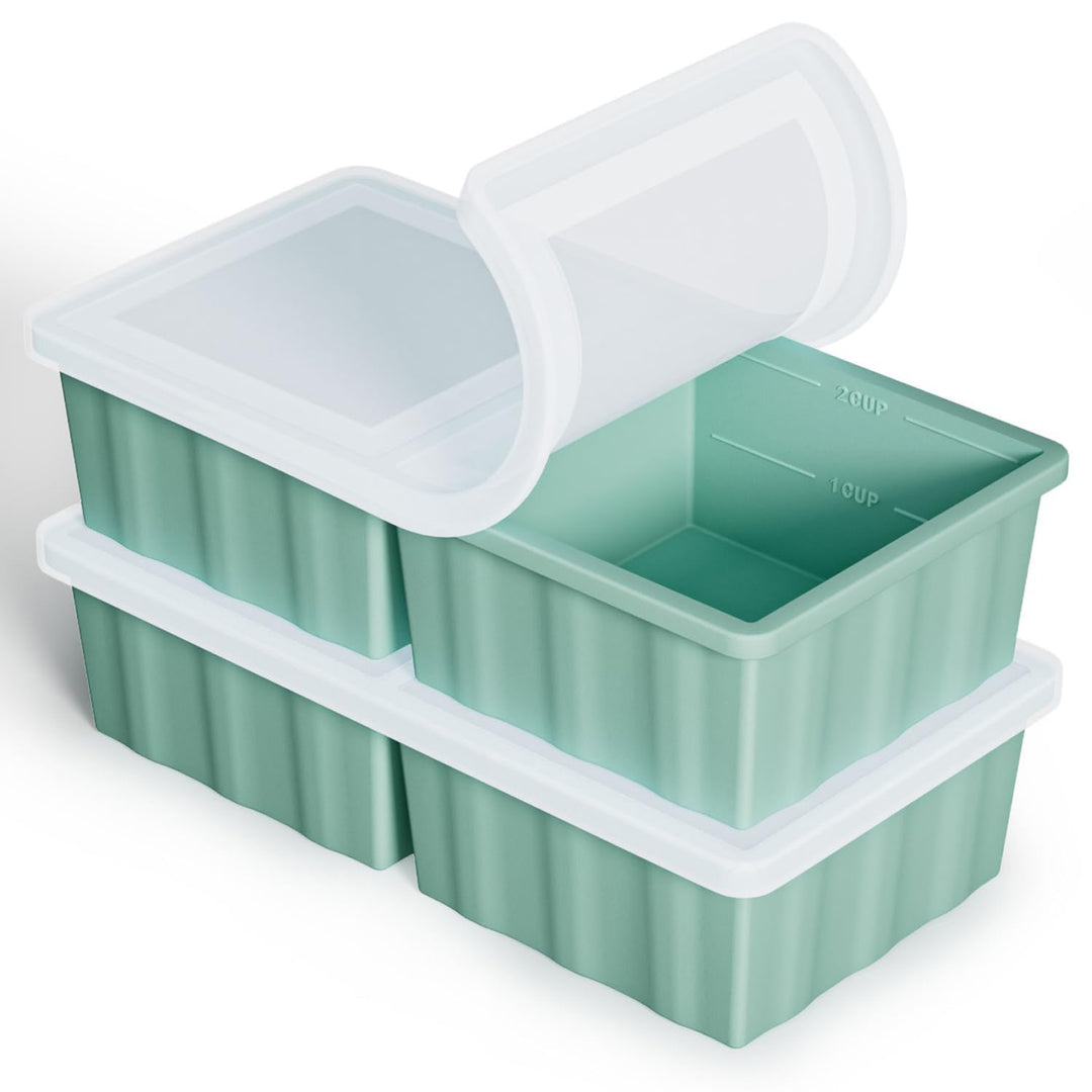 Extragrosse Silikon Gefriertablett, Suppe Gefrierschrank Eiswürfelform mit Deckel, 2er-Pack Grosse S