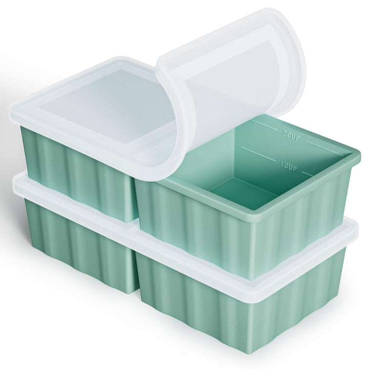 Extragrosse Silikon Gefriertablett, Suppe Gefrierschrank Eiswürfelform mit Deckel, 2er-Pack Grosse S