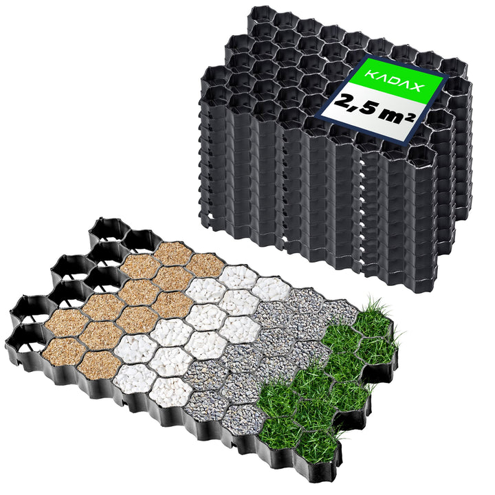 KADAX Paddockplatten aus Kunststoff, 60x40cm, 2,5m², 2 Farben, Belastbarkeit bis zu 1000 t, Rasengit