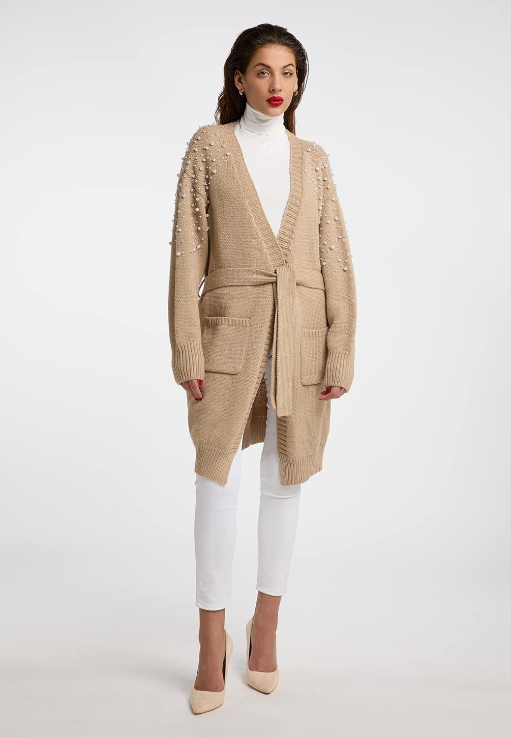 faina Cardigan Damen 11025481 M-L Beige, M-L Beige