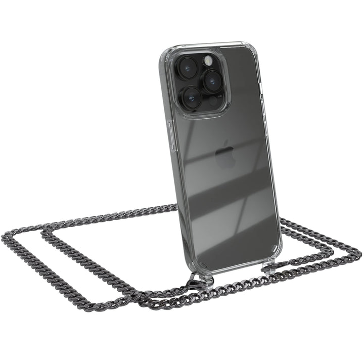 EAZY CASE Handykette kompatibel mit iPhone 14 Pro Handyhülle mit Metall Umhängeband und Ersatz Korde