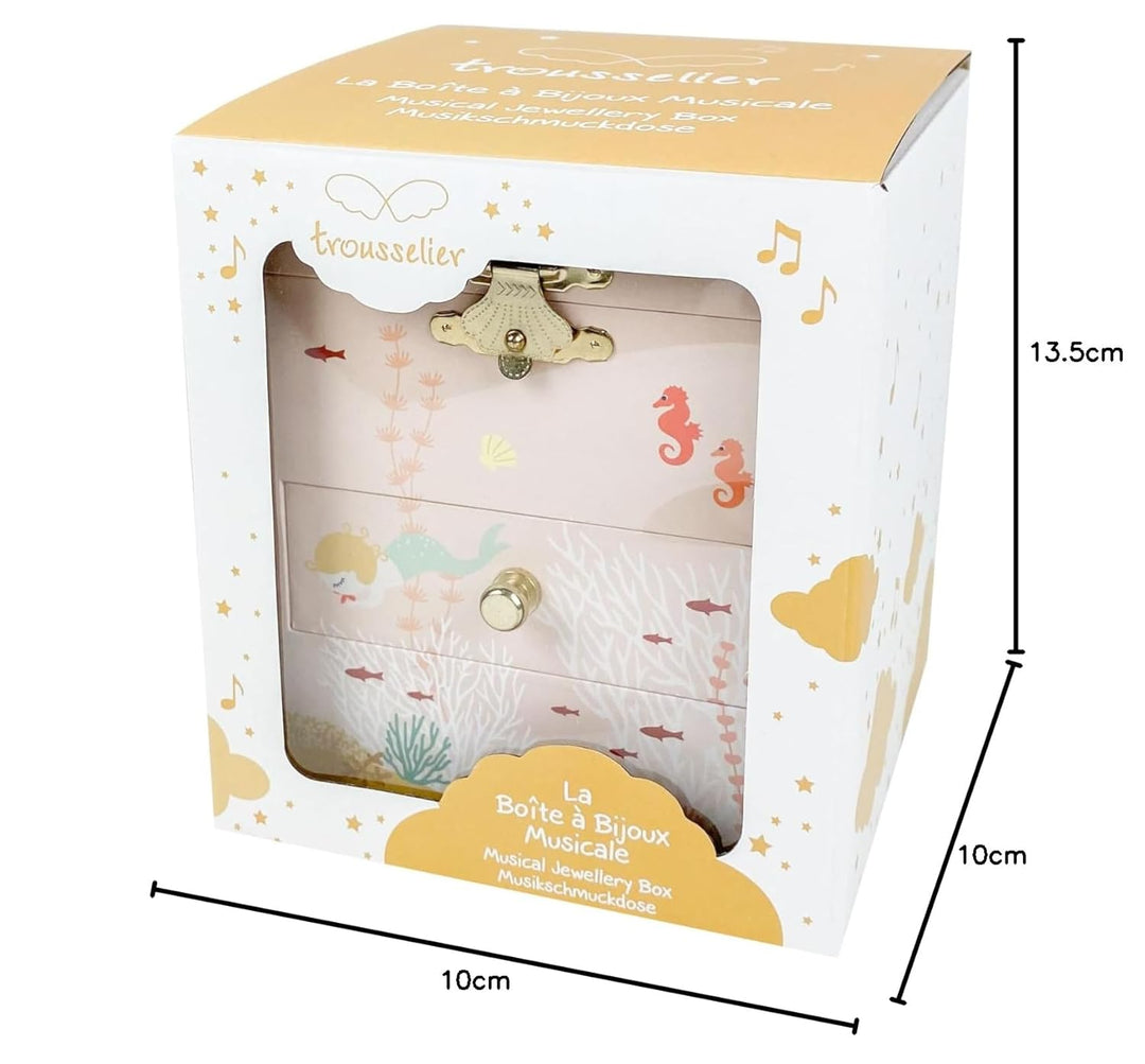 Trousselier 6260200 Schmuckbox für Kinder, Meerjungfrau, rosa Schmuckkästchen mit Musik und Schublad