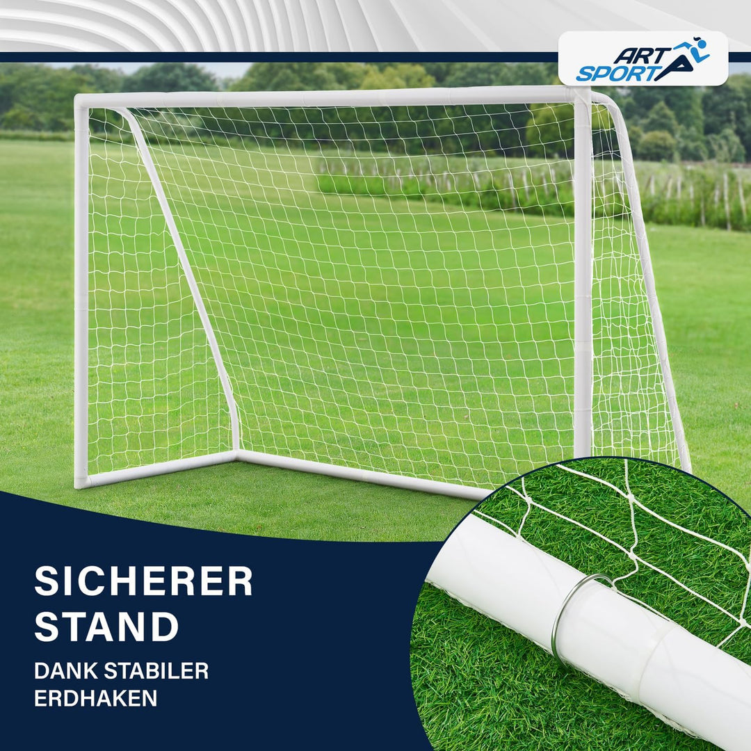 ArtSport Fussballtor 300x200 cm / 180x120 cm mit Netz, Erdhaken & Tragetasche - Klicksystem für einf