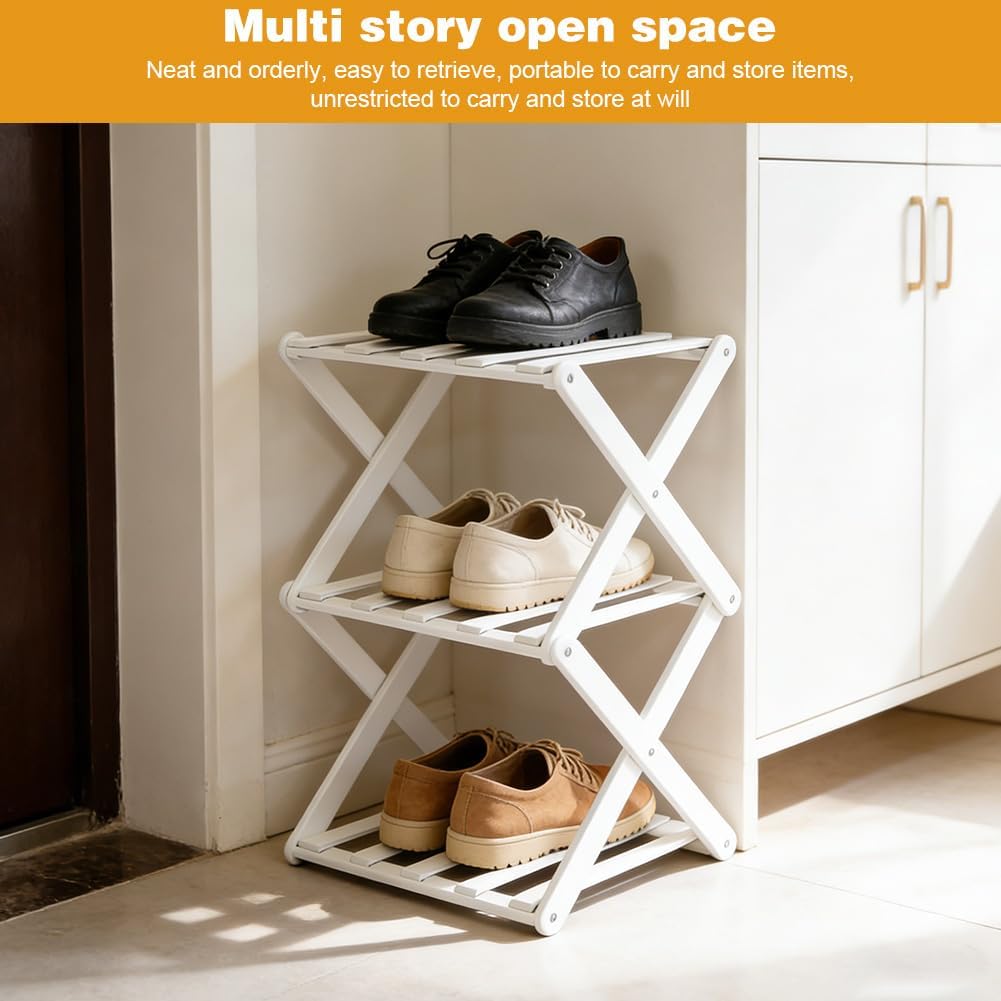 3 Ebenen Schmal Schuhregal, Faltbares Schuhregal, Mehrschichtiges Hoch Schuhregale Platzsparend, Kle