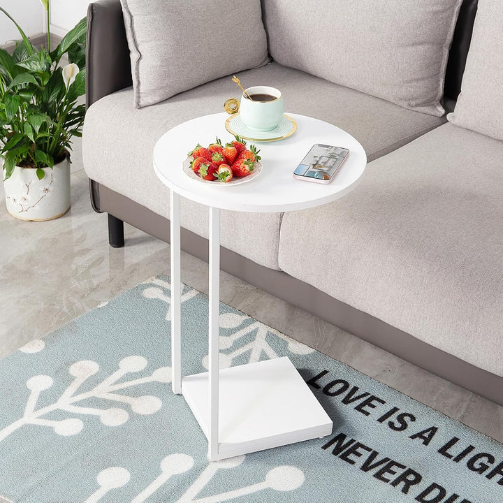 HDANI C-förmiger Beistelltisch Runder Couchtisch Sofatisch Nachttisch Nachttisch Laptoptisch, Metall