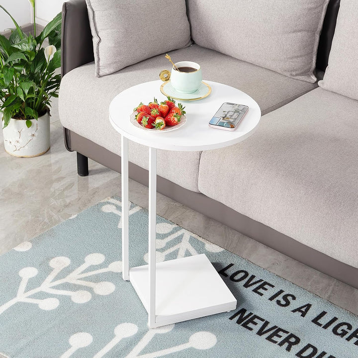 HDANI C-förmiger Beistelltisch 2er Set,Runder Couchtisch Sofatisch Nachttisch Nachttisch Laptoptisch