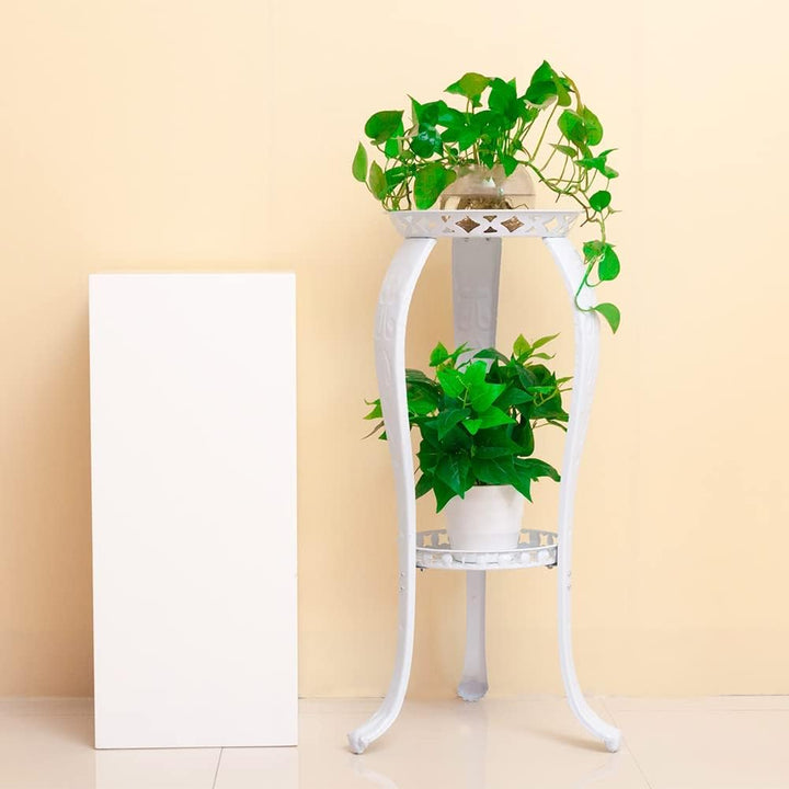 Cre Cra Pflanzenständer,2 Ebenen,für drinnen und draussen,Blumentopfhalter,Metall Blumenständer schw
