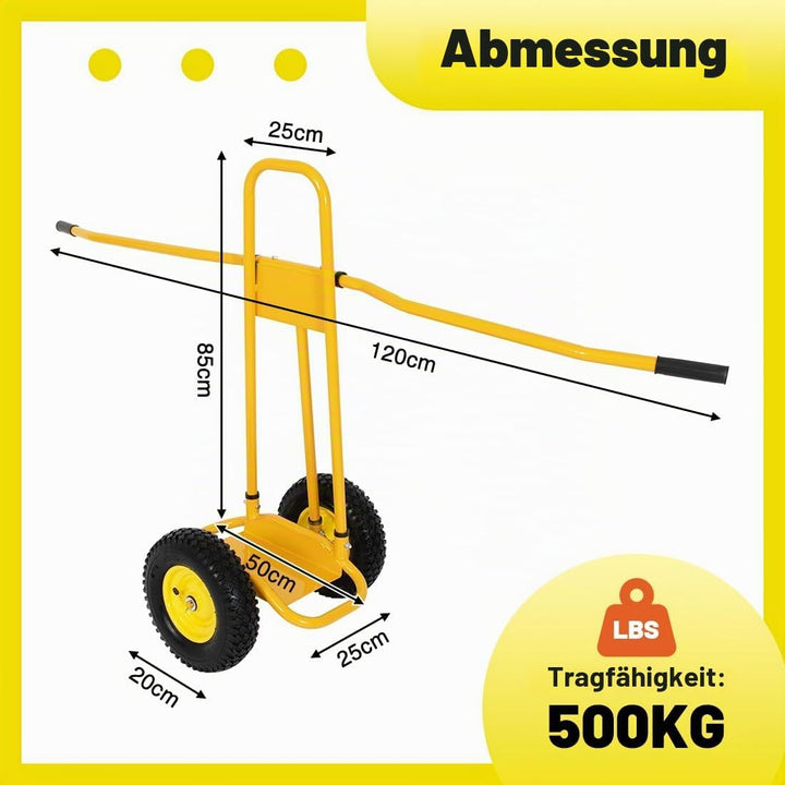 Plattenkarre Platten Transportwagen Tragkraft 500 KG mit 4 Vollgummi Rädern Abnehmbarer Bollerwagen