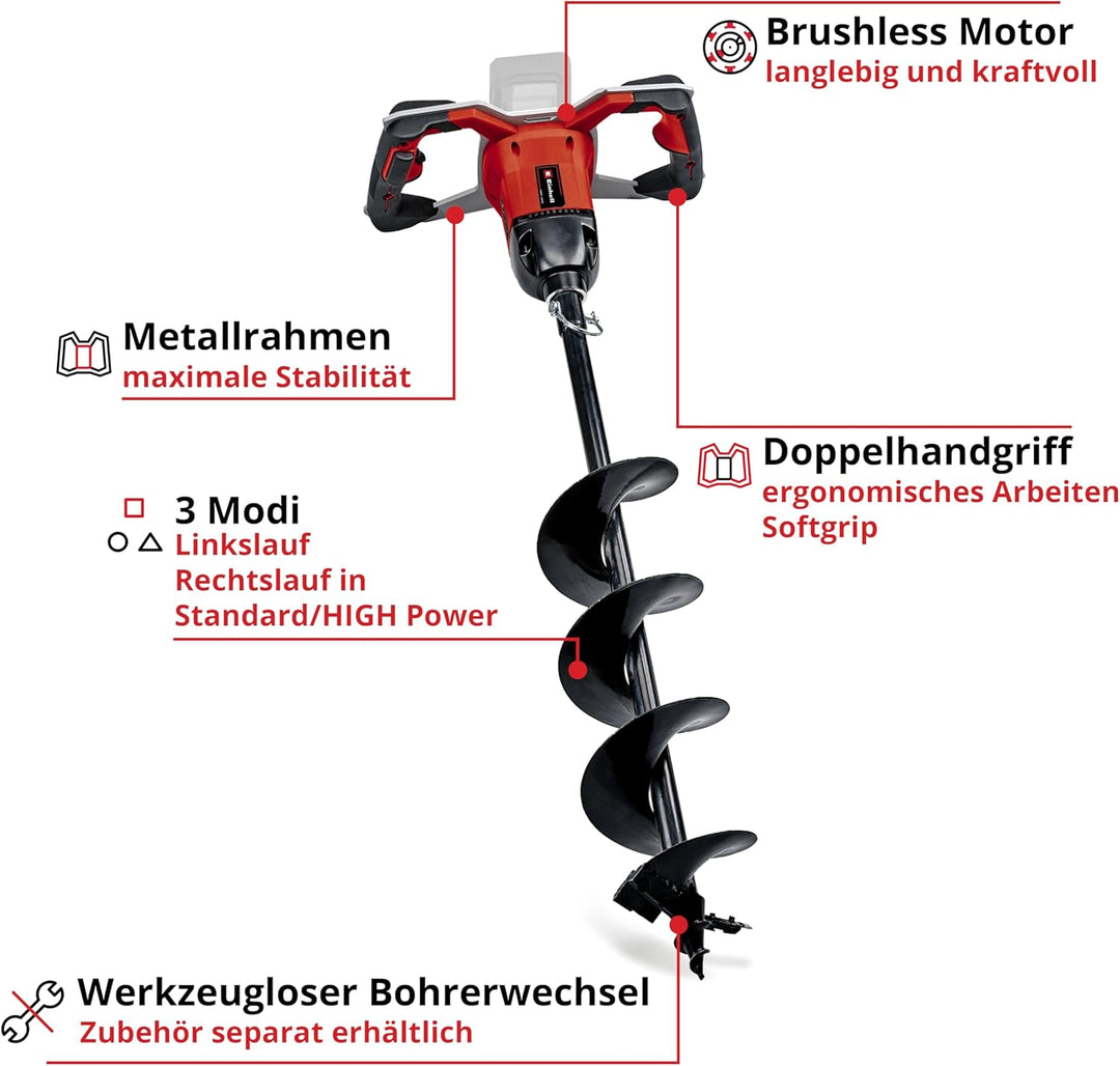 Einhell Professional Akku-Erdbohrer GP-EA 18/150 Li BL-Solo Power X-Change (18 V, Brushless, inkl. E