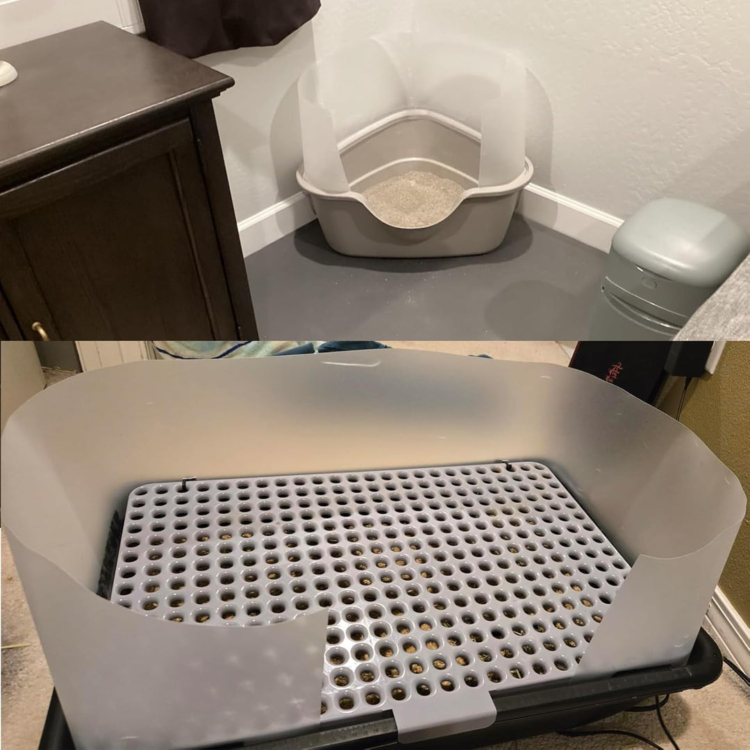 2 Stück Katzentoilette Pee Shields 407x1220 mm mit 1 Rolle Transparentes Klebeband Spritzschutz für