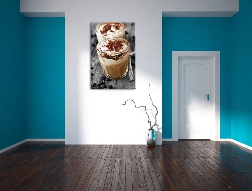 Cappuccino mit Sahne und Schokostreuseln schwarz/weiss Format: 100x70 auf Leinwand, XXL riesige Bild