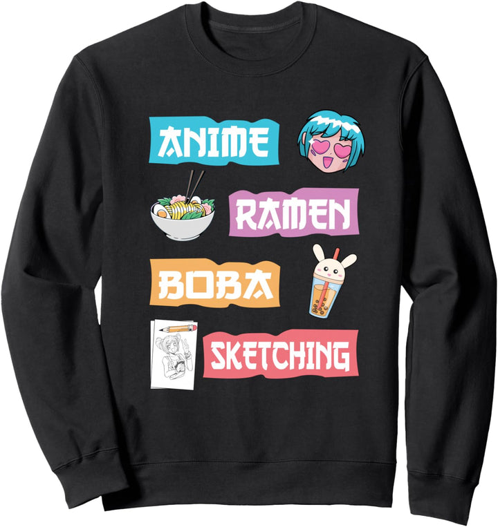 Anime Ramen Boba Skizzieren - Anime Outfit Kawaii Anime Sweatshirt