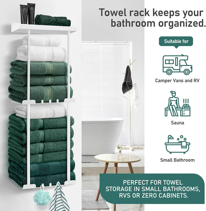 Handtuchhalter ohne Bohren – Stabile Handtuch Aufbewahrung fürs Badezimmer | Handtuchhalter mit Hake