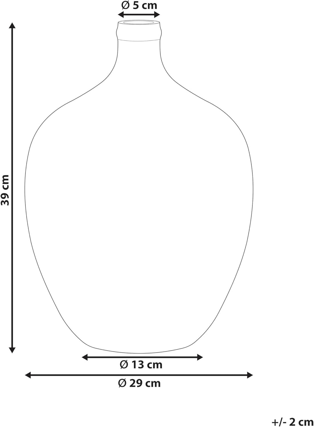 Runde Dekovase aus gefärbtem Glas handgefertigt blau 39 cm Roti