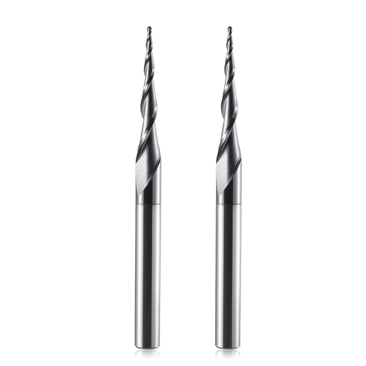 HOZLY Kugelkopffräser Konische CNC Fräser Kugelfräser 2 Stück, R0.5 Spiralnutfräser Bit 6mm Schaft 2