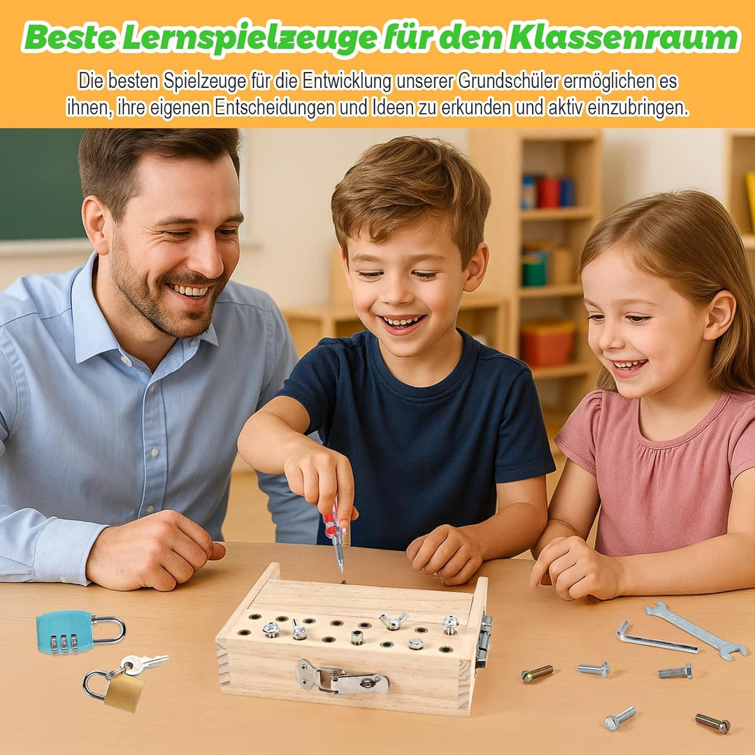 Wooderma Montessori Spielzeug für 3 4 5 Jahre, Montessori Schraubendreher Brett, Holzspielzeug Monte