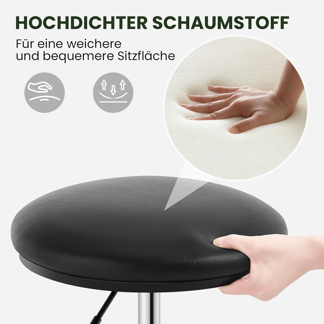 EUGAD Rollhocker höhenverstellbar, Drehhocker mit Rollen, runder Hocker 360° drehbar, Bürohocker für