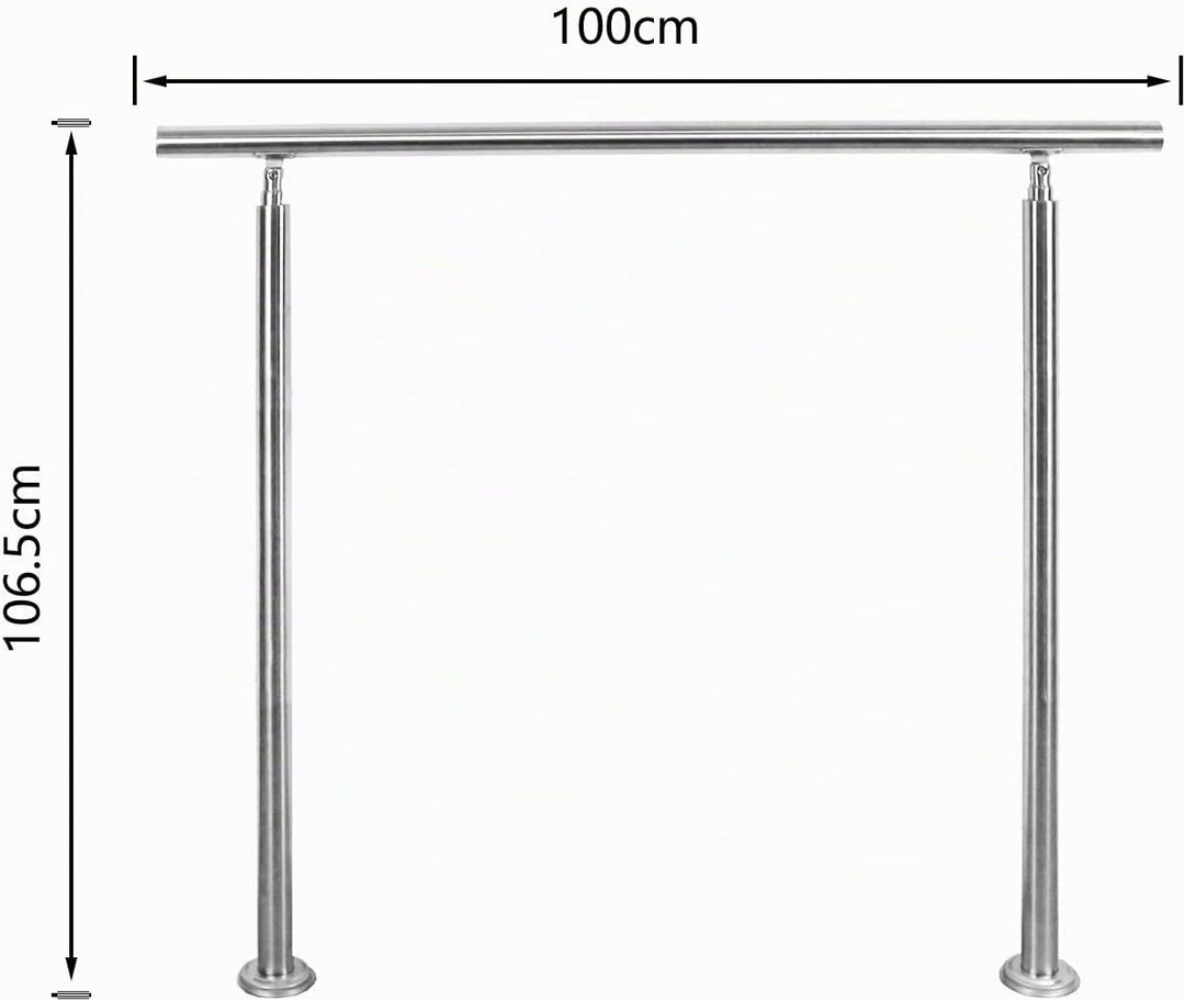 Handlauf Edelstahl, 100 cm gebürsteter Edelstahl, Treppengeländer mit ohne Querstreben für den Einsa