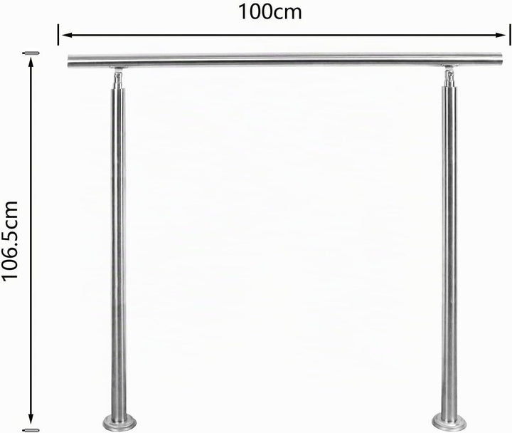 Handlauf Edelstahl, 100 cm gebürsteter Edelstahl, Treppengeländer mit ohne Querstreben für den Einsa