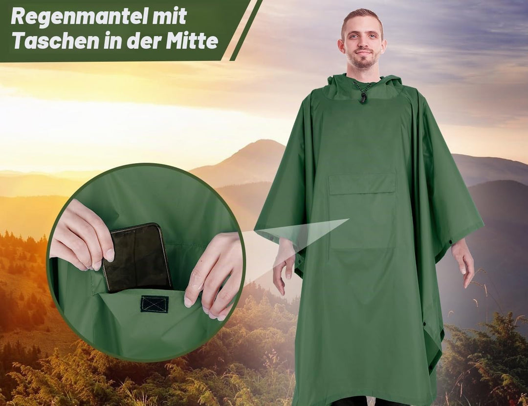 TOMSHOO Unisex Poncho Armee grün, Armee grün