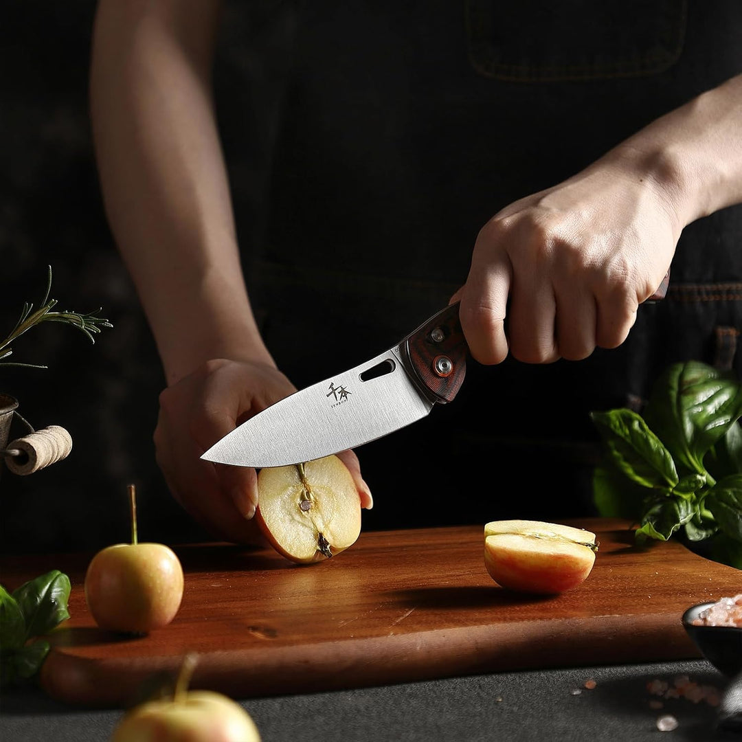 SENBON 440 Sharp Folding Peeling Practical Knife Fruit Knife Colorful Wood Handle Camping Barbecue O