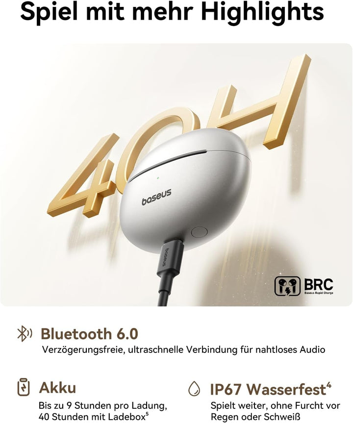 Baseus MC1 Pro Open Ear Kopfhörer, Ohrclip mit Beeindruckender Klang, Adaptiver Bassverstärkung, Blu