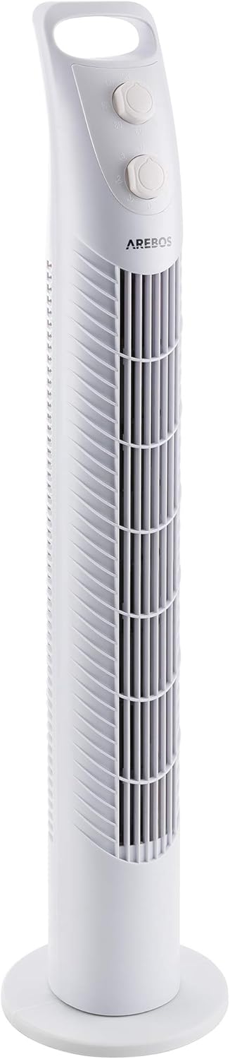 Arebos Turmventilator mit Timer | 40 Watt | 75°-Oszillation | Ventilator mit 3 Geschwindigkeitsstufe