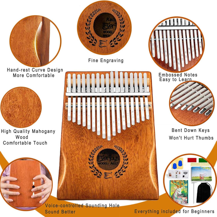 Kalimba Daumen Klavier 17 Schlüssel, Tragbare Fingerklavier -Marimbas Mit Tragensack, Schnelles Song