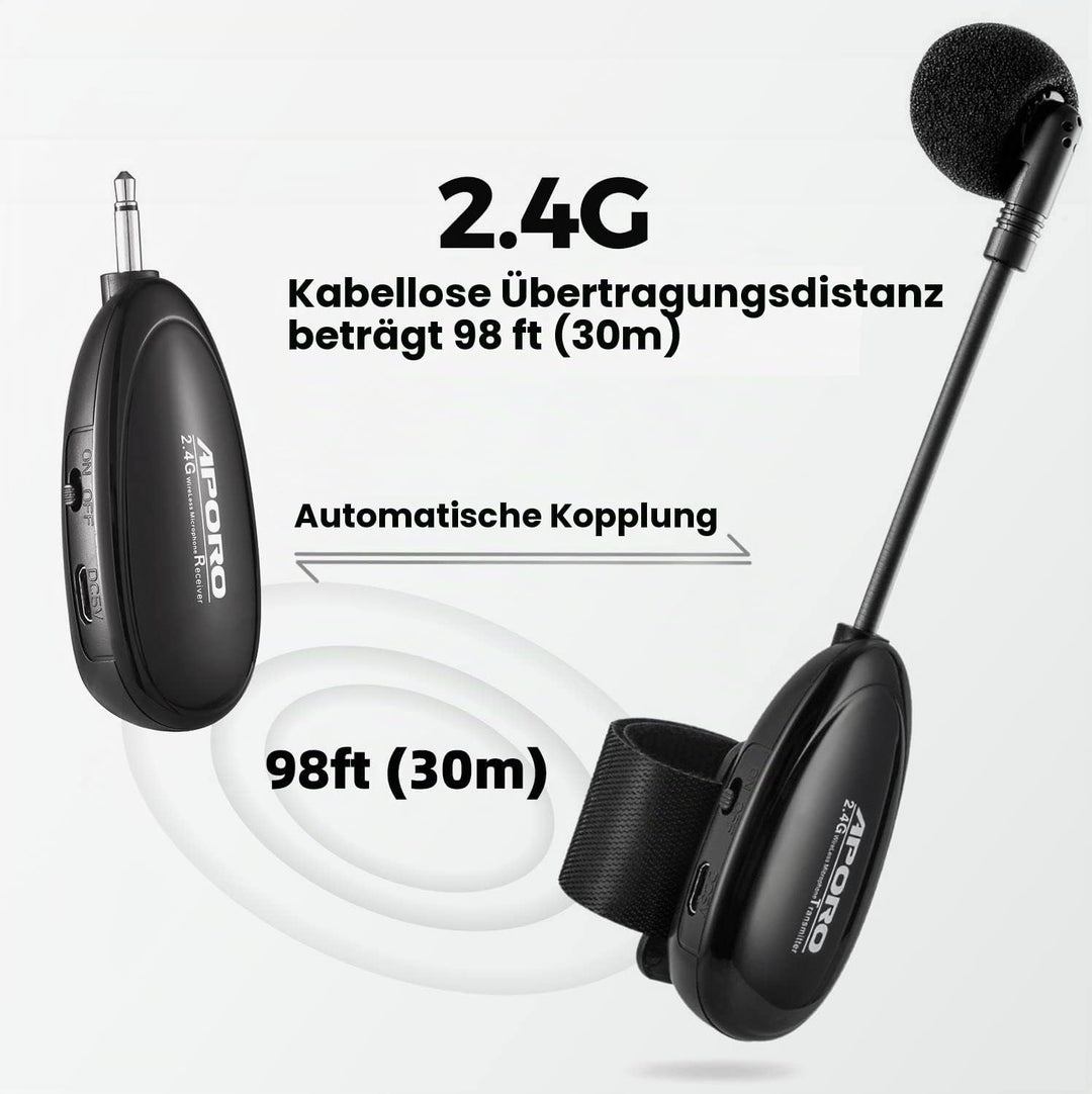 2.4G Drahtlos Flute Mikrofon Umbinden Musikinstrumente Mikrofon, Drahtloser Empfänger und Sender, fü