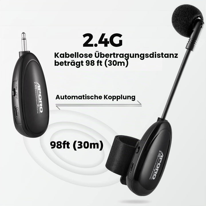 2.4G Drahtlos Flute Mikrofon Umbinden Musikinstrumente Mikrofon, Drahtloser Empfänger und Sender, fü
