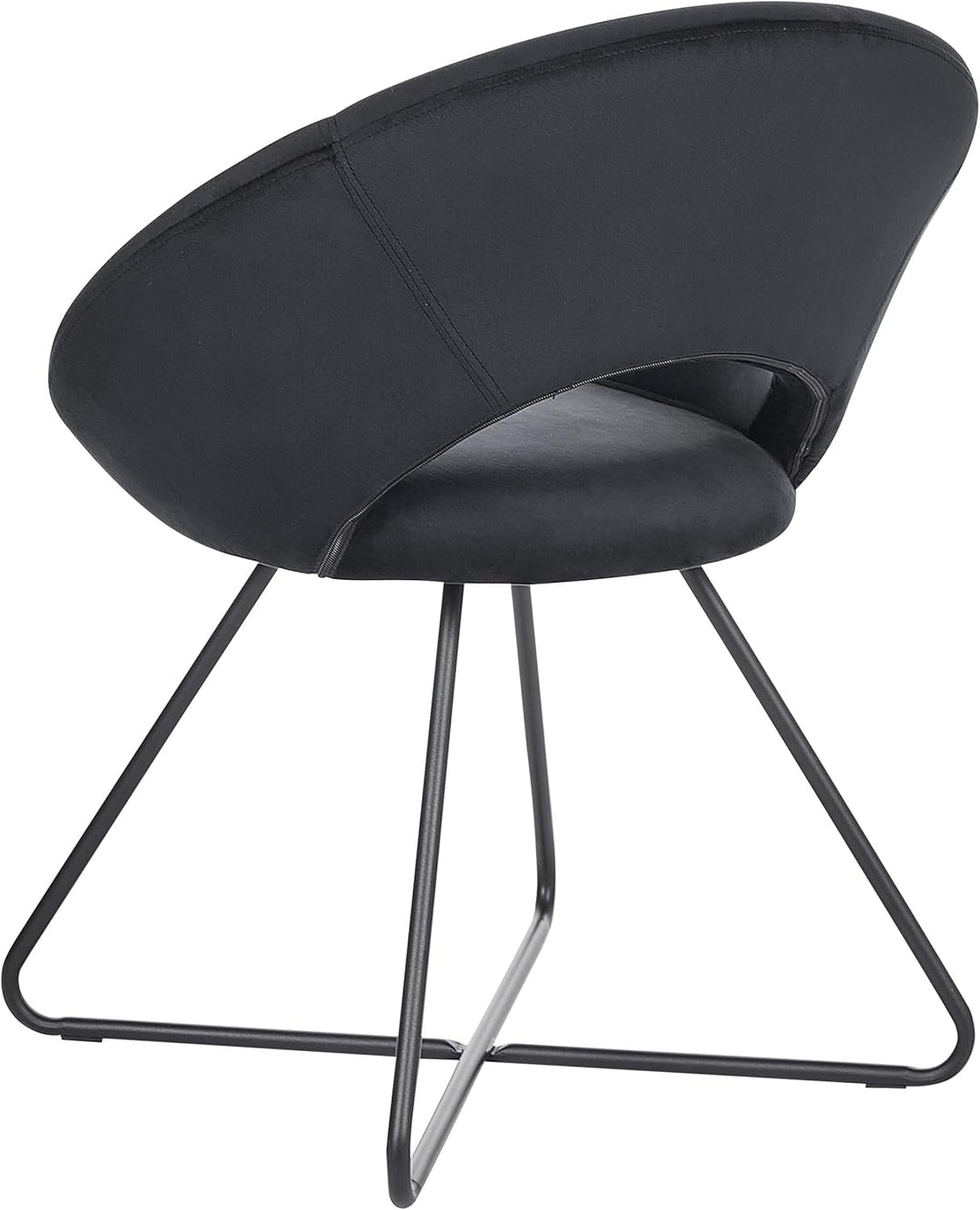 Sessel rund Samt schwarz mit Metallgestell Kufengestell Glamourös Retro Rachel