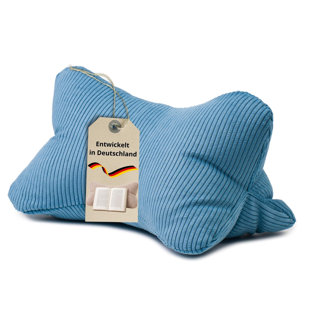 liebling Cord Lesekissen für Bett und Sofa, Bücherkissen, Lesehilfe, 40x25 cm, Leseknochen, Serie Ve