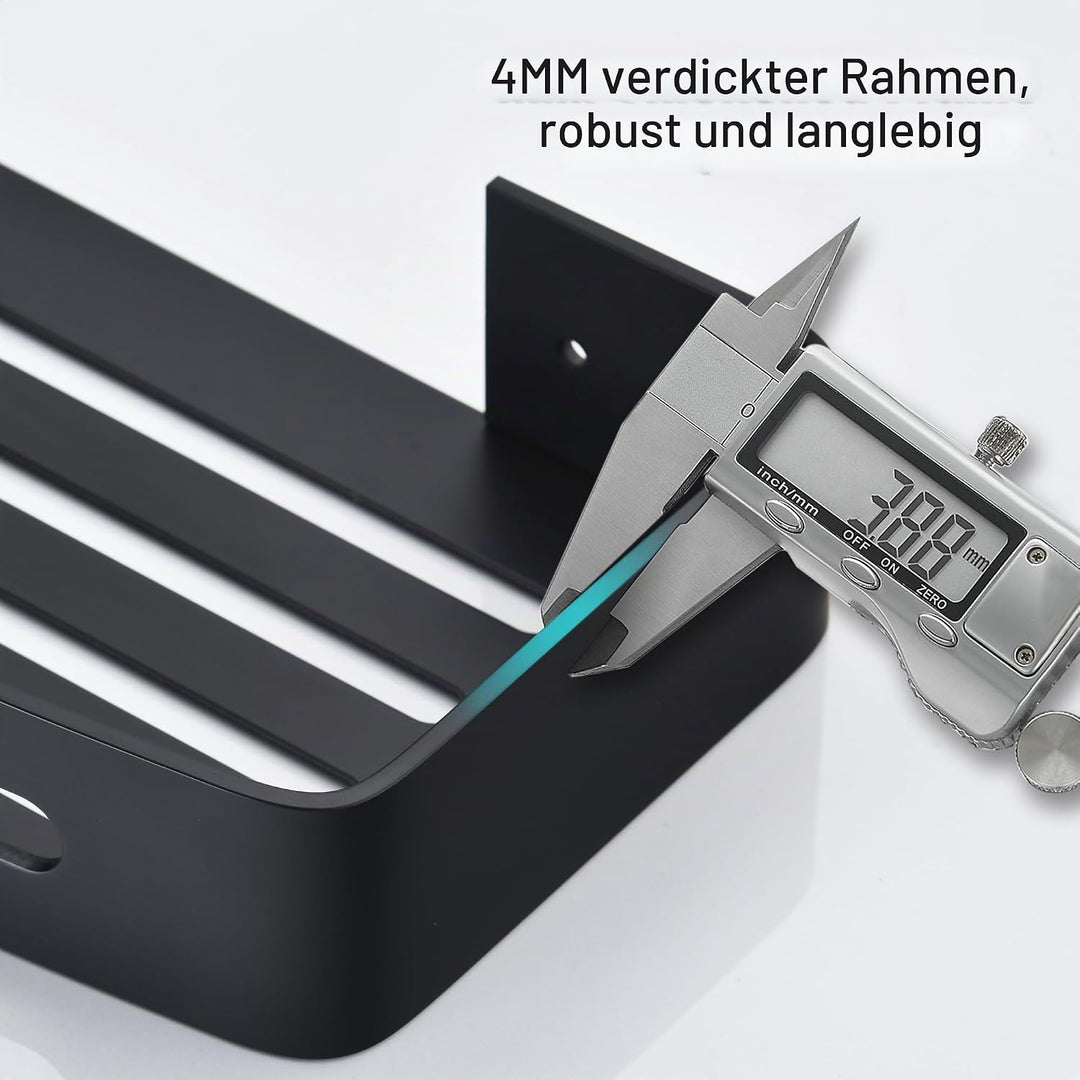 HNVNER Duschregal Ohne Bohren, Duschablage Aluminium mit 4 Haken Rostfreies Badezimmer Regal Shampoo