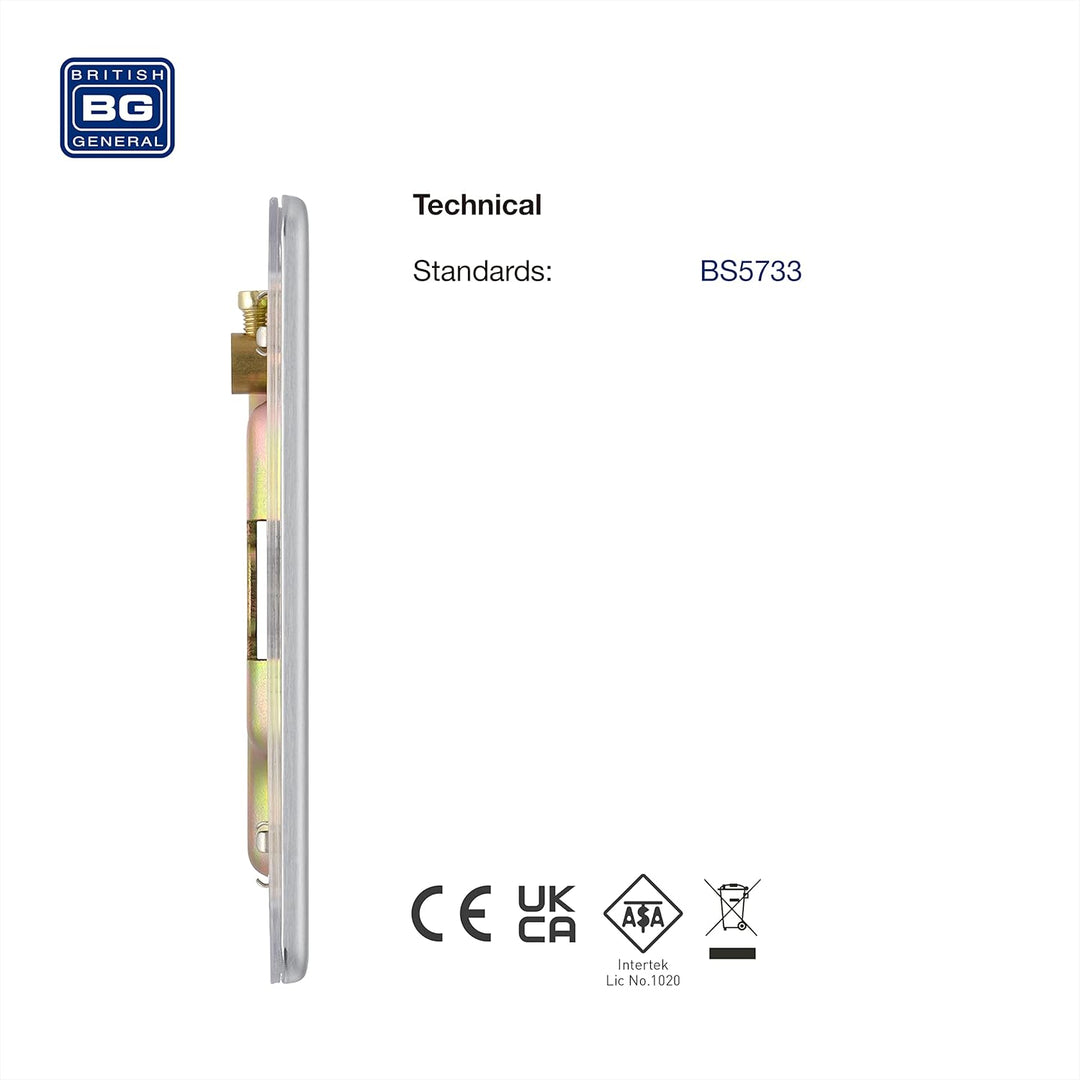 BG Electrical Doppelte, schraubenlose Blindplatte Doppelte Blindplatte Gebürsteter Stahl, Doppelte B