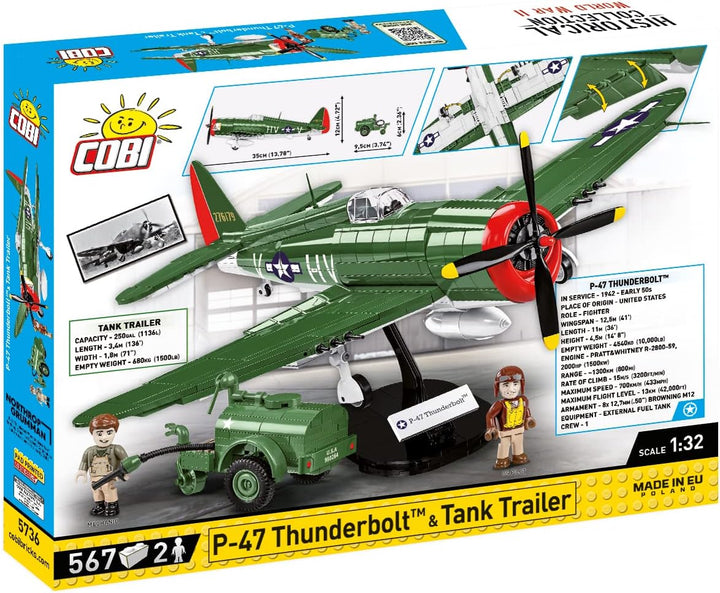 COBI 5736 Historical Collection WWII P-47 Thunderbolt & Tankanhänger Bausteine, Various