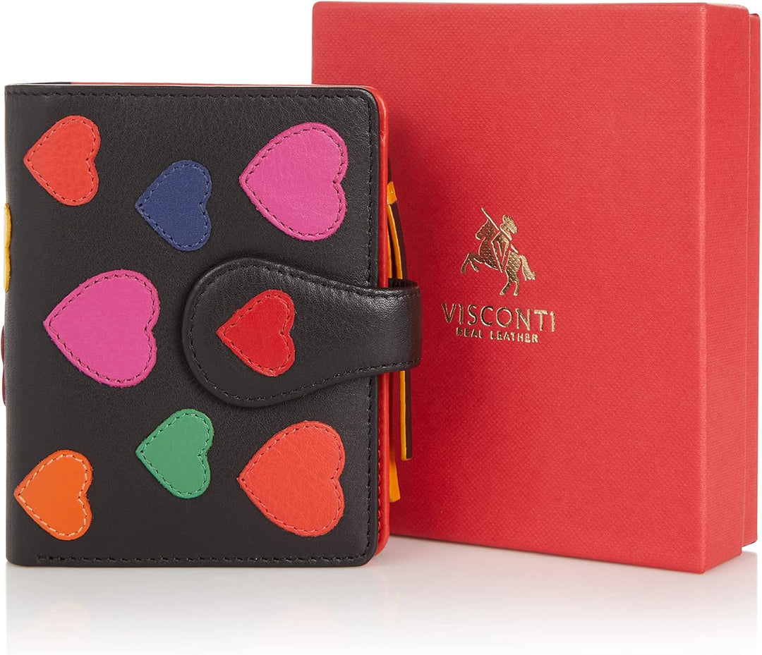 VISCONTI 100% Pur Leder Portemonnaie Damen RFID Schutz Geldbeutel Geldbörse Bifold Mehrfarbig Portmo