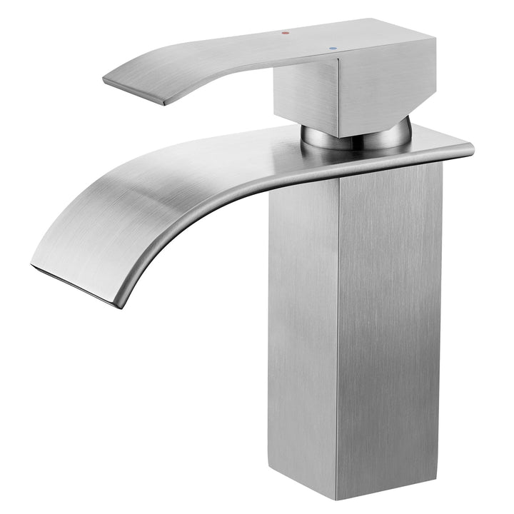 CECIPA Wasserhahn Bad, Waschtischarmatur Wasserfall, Armatur Badezimmer Edelstahl, Waschbecken Armat
