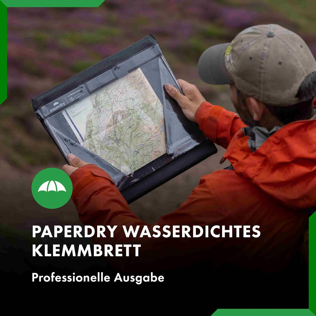 A4 Professional Schwarz, Wasserdichtes Klemmbrett Hoch-/Querformat | Kälteschutzmittel, Hochwertiges