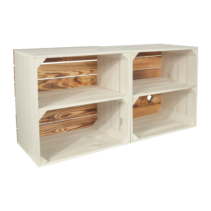 2 Set Weinregal Wino aus Holz - Greta Weiss 1x Regal Holzkiste 2 1x Weiss Regal, 2 1x Weiss Regal