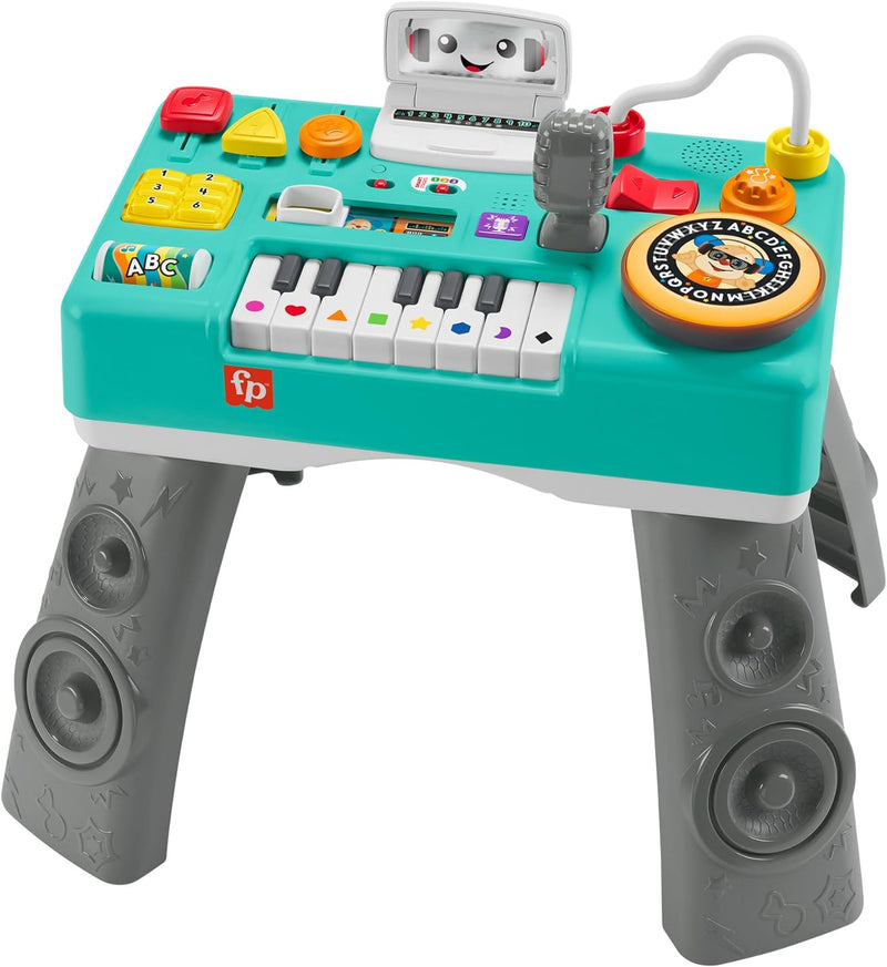 FISHER-PRICE Lernspass DJ Spieltisch - musikalisches Lernspielzeug mit 3 Klavierspielmodi, SPANISH+P