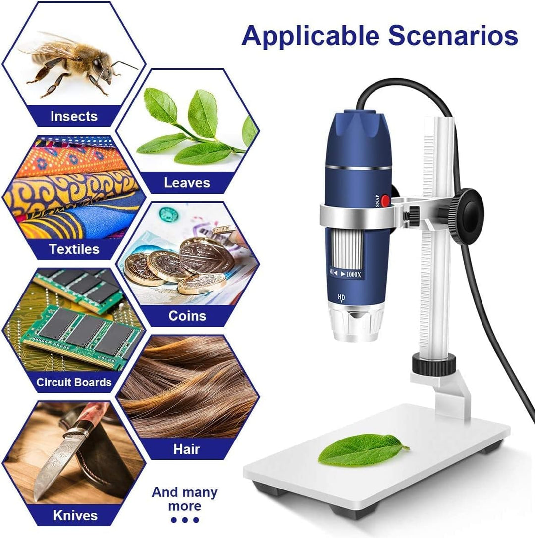 USB Digital-microscoop-Camera, Jiusion 40-1000 X Draagbaar vergrösserungs endoscopen 8 LEDs met Adap